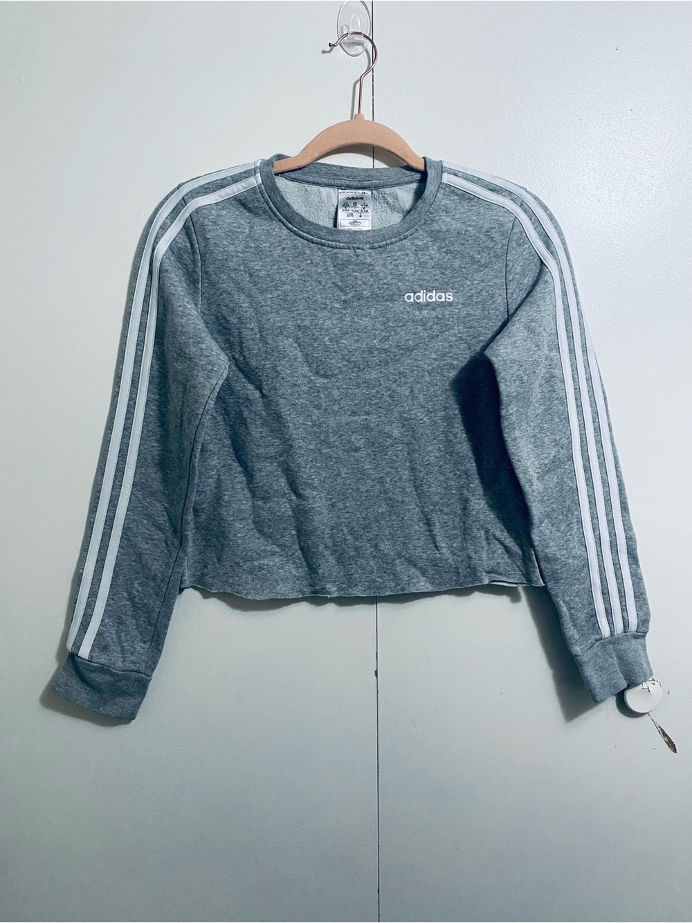Adidas Grey Cropped (Hand-cut)Crewneck Sweatshirt Size XS